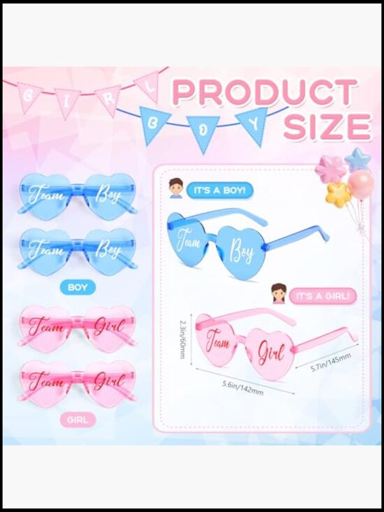 Gender Reveal Heart Shaped Sunglasses Party Favors Set of 40 main image 4
